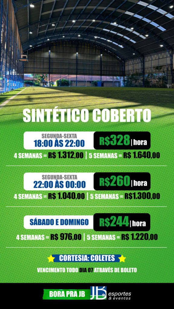 JB Preços 2026 - Sintético Coberto